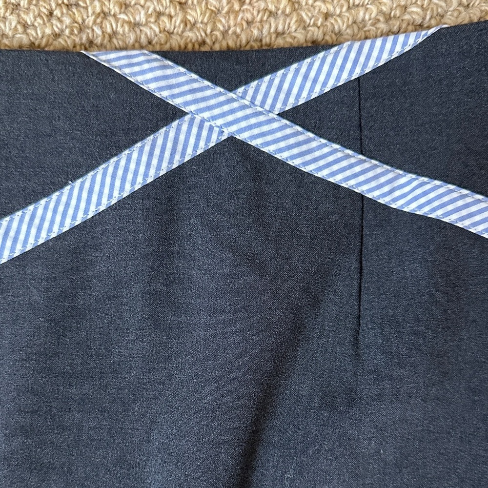 New Preppy Elevenses Dark Grey A-Line Skirt with Blue Searsucker Accents - Picture 5 of 5